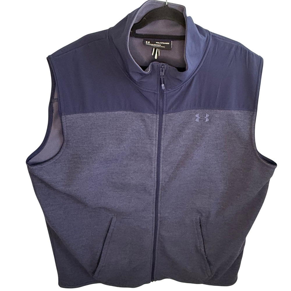 Under Armour UA Men's 4XL Navy Gray Full Zip Fleece Vest Loose Fit Active Golf
